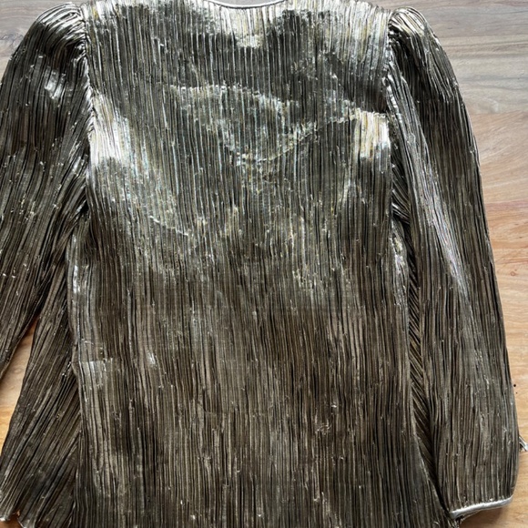 Vintage gold metallic pleated evening jacket size 10 Ann Hobbs for Cattiva - Picture 12 of 12